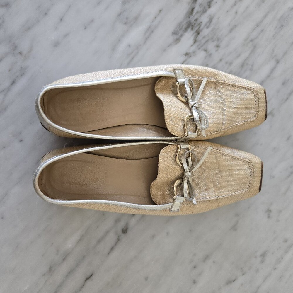 Kate Spade US 9.5 Women's Canvas gold/silver/silvergilt woven loafers